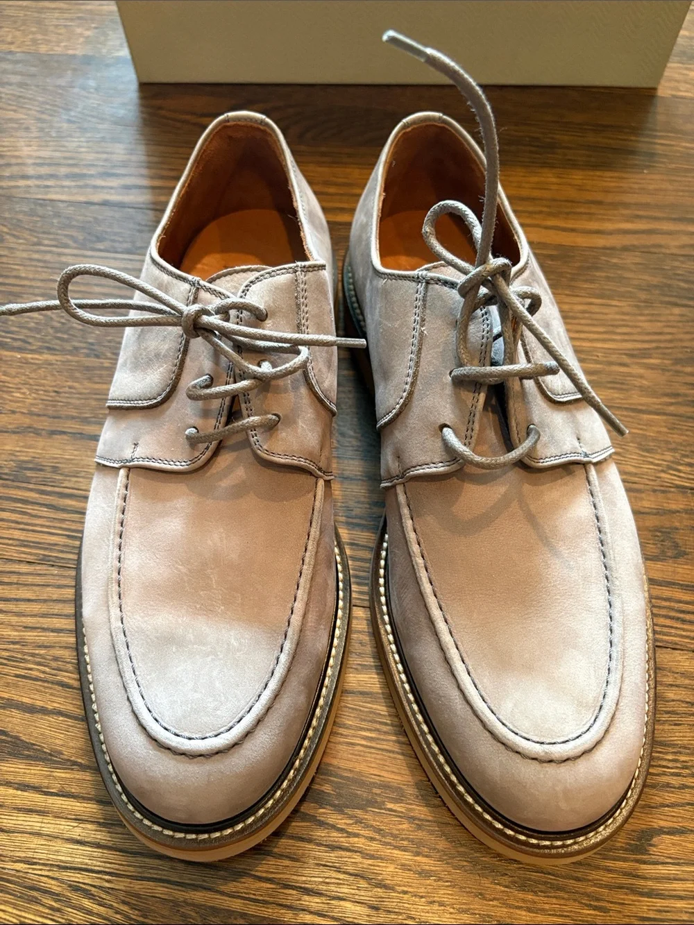 Joseph Abboud Men's Gray Leather Derby Shoes with Tan Sole